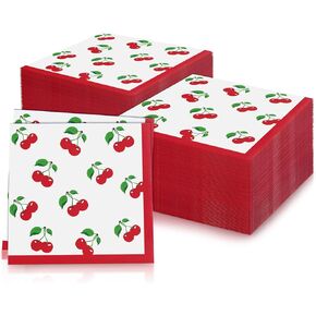 Fruit Printed Napkins,Red Cherry Napkins,Soft Table Decorations for Birthday Party Table Decorations,Wedding Anniversaries,Baby Showers,Cocktail Napkins Dinner Napkins,Soft Paper Napkins Party Decor