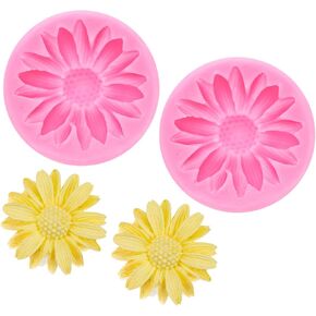 PATIKIL Sunflower Clay Mold, 2 Pcs Polymer Clay Mold Fondant Mold Silicone for Crafts Air Dry DIY Cake Baking Sugar Candy Chocolate Resin Jewelry Making Polymer Clay Earrings, Pink