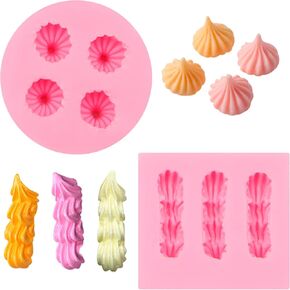 3D Cream Chocolate Silicone Molds, 2 Pcs Mini Cookie Fondant Molds, Cake Decoration kitchen Baking Molds for Birthday Tea Party Cupcake Topper Candy Sugar Craft Gum Paste Clay Resin