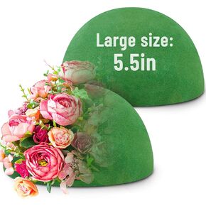 Max Shape Floral Foam Half Ball 5.5" for Floral Arrangements, Round Floral Foam Half Balls Green, Wet Floral Foam for Artificial Flowers (2)