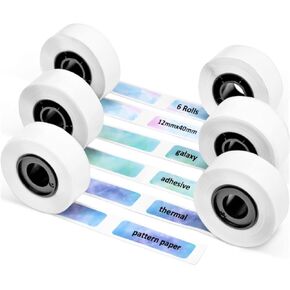 Phomemo D30 6 Roll Adhesive Nebula/Galaxy Series Pattern Paper 1/2" X 1 1/2" (12mm X 40mm) 160 Labels/Roll,for Gift, for Home Office School Organization,Gift for Decoration