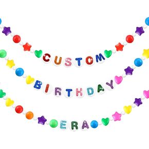 86 Pcs DIY Giant Friendship Bracelet Garland Kit Famous Singer Customizable Party Banner Garland Decor includes Ball Pit Balls Foam Circles Fishing Line Embroidery Needle Letter stickers