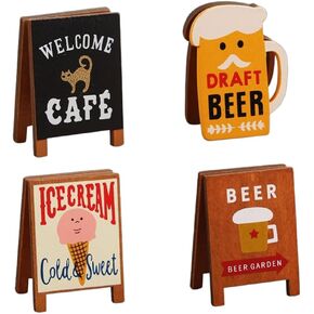 Retro Desktop Memo Holder ، Note Folder Table Number Stands Cartoon Memo Clip Clip Photo Clip ، Wooden مكتب ديكور ملحقات Office Props ، 4 قطع