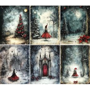 عيد الميلاد في ورق الأرز الأحمر ، 8 × 10.5 بوصة (6 مساءً) - ورقة التوت لبطاقات قصاصات Decoupage Cracking بواسطة Craft servily