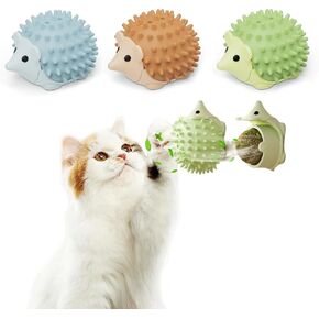 3 Pcs Catnip Toys Balls That Stick on Wall,Cat Toy Ball, Catnip Wall Balls for Cats Lick,Cat Face Scratchers, Cat self Groomer for Indoor Cats, (3-Color, Hedgehog)