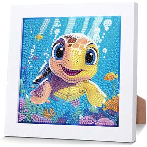 Reivworl Diamond Art Kits for Kids, Sea Turtles Diamond Art for Kids Ages 8-12, Sea Turtles Diamond Painting Kits for Kids for Home Wall Decor (8x8 Inch)