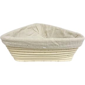 eoocvt 6.3 inch Triangle Shaped Banneton Brotform Bread Dough Proofing Rising Rattan Handmade Basket with Linen Liner Cloth - 16 x 16 x 6cm