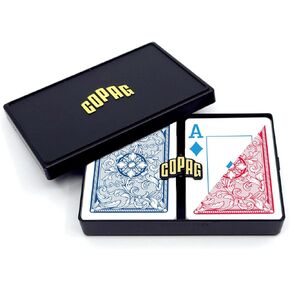 Copag *4-Color Faces* Legacy Design 100% Plastic Playing Cards, Poker Size (Standard) Jumbo Index Red/Blue Double Deck Set