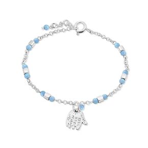925 سوار أوبال الفضة الأزرق الجنيه - 3 مم من الخرز الأزرق الأوبال للنساء - Hamsa Sterling Silver Charm - سلسلة قابلة للتعديل 16-18 سم - هدية مثالية ، سوار الذكرى السنوية للنساء