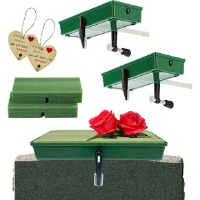 ALL SPECIAL 2 Sets Cemetery Saddles for Headstones - Grave Saddles for Tombstone, Flower Holder for Cemetery fit on Gravestone Wide from 3 to 8 Inches, Never Be Blown Away by Wind (Patented Product)