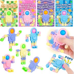 24 Pack Valentines Gifts for Kids Classroom with Fidget Sensory Spinners Toys Valentines Cards Valentines Gifts for Kids School Valentine Party Favors