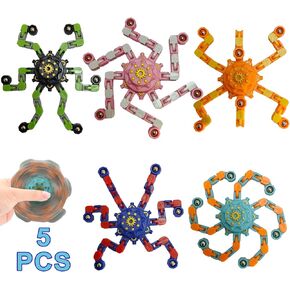 5 PCS Fidget Spinner Toys Party Party Gifors جوائز للأطفال البالغين الفتيات ، والأصابع الروبوت القابلة للتحويل الإجهاد التخفيف من ألعاب الحسية للتوحد ، وألعاب Treasure Box Toys Goodie Bag stuivers (5pcs)