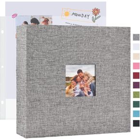 Mublalbum 12x12 Inch DIY Scrapbook Photo ألبوم مع 40 أكمام بلاستيكية 80 صفحة غطاء الكتان غطاء 3 رنين المجلد لزفاف عائلة وديني مشاريع (رمادية) in Kuwait