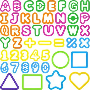 Playdough Tools 47 PCS Playdough Accessories with Playdough Letters Alphabet Numbers Symbols Shapes Cutters, Preschool Playdough Learning Toys for Toddlers Kids Boys Girls