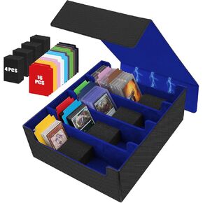 AOBOPLE 3400+ Storage Box for Top Loaders, Holds 616+, PU Magnetic Box with 16 Card Dividers & 4 Card Supporters for MTG/TCG Cards