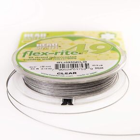 سلك Beadsmith Flex-Rite-49 ستراند ، سلك الديكور المطلي بالنايلون ، من الفولاذ المقاوم للصدأ-لون واضح ، قطره .024 بوصة ، مخبات 30 قدمًا-سلك مرن للقلادة ، سوار ومجوهرات صنع المجوهرات