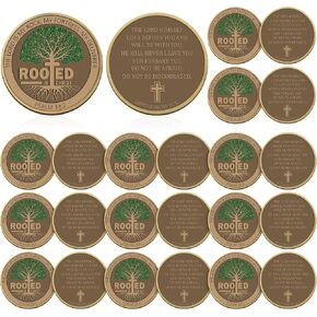 20 Pcs Christian Rooted in Christ Coin The Lord is My Rock Tokens Coins Funny Christian Gifts Pocket Token for Prayer(Stylish)