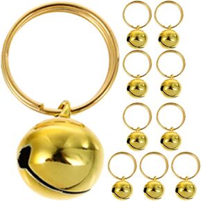 LOGOFUN 10 Pcs Cat Collar Bell Stainless Steel Dog Bell Puppy Collar Charm Pet Supplies Decorations (Gold)