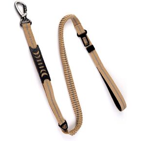 Dog Seat Belt for Car, 2-in-1 Dog Car Harness with Clip Hook Latch & Buckle, Elastic Bungee Adjustable Dog Seatbelt with Heavy Duty Nylon Reflective, Khaki