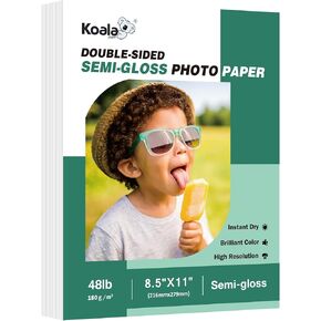 Koala Double Sided Semi-Gloss Photo Paper 8.5X11 Inch 100 Sheets 48LB for Inkjet and Laser Printer for Photo Card Cake Topper Print