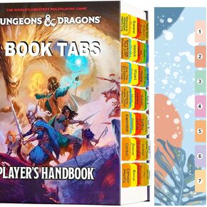 Index Tabs for D&D 2024 Player's Handbook (Book not Included), 56 D&D Core Rulebook Color Coded Clear PVC Laminated Tabs, Double-Sided Content Design & Durable Repositionable Tabs