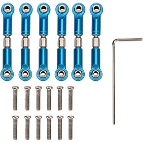 plplaaoo 6PCS Adjustable Front Rear Aluminium Alloy Servo Link Steering RC Truck Upgrade Parts Metal Steering Linkage Rods Set for RC Model Car Upgraded Parts (Blue), steering linkage rc car part