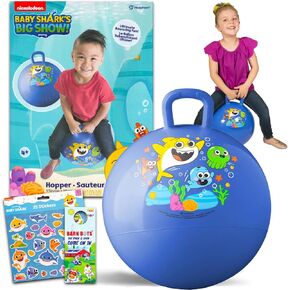 Baby Shark Hopper Ball Set - Bundle with 15" Hopper Ball Outdoor Activities, Parties Plus Stickers, More | Baby Shark Outdoor Toys for Toddlers