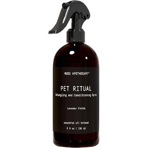 Muse Apothecary Pet Ritual Detangling Spray for Dogs & Cats, Cat & Dog Detangler, Dematting Conditioner, Essential Oils Infused 8oz Lavender Fields