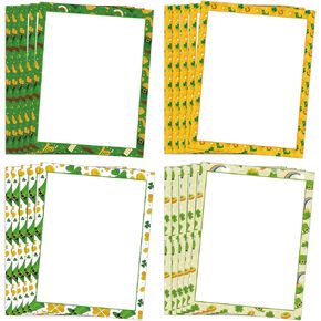 St. Patrick’s Stationery Paper Shamrock Stationary Letter Paper Sheets Clover Letterhead for Letter Office Use Invitations 60pcs
