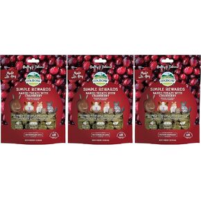 Oxbow 3 Pack of Cranberry Simple Rewards Treats Small Pet Treats ، 3 Oonces لكل منهما ، مع القش
