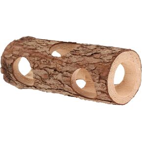 Toddmomy Wood Tunnel Tube for Hamster Rats, Wooden Hamster House Small Animals Hideout Tunnel Maze Habitat Hollow Tree Trunk Toys