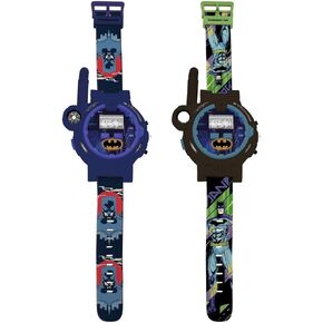 LEXiBOOK, Batman, Walkie-Talkie Watches, 2 Pieces, Range up to 200m, Flashlight, Compass, Rechargeable, Black/Green and Blue/Red, DMWTW1BAT