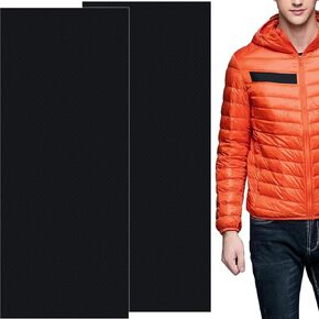 2 Sheets Puffer Down Jacket Patches, Self-Adhesive Nylon Puffer Jacket Repair Patch, Waterproof Stick on Tape for Coat Clothing Tent Sleeping Bags Ski Pants Holes Repairing- Black