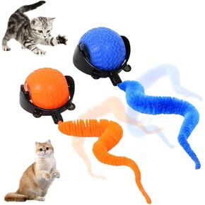 2PCS Interactive Dog & Cat Electric Active Toys, Pet Smart Chase Ball, Fast Rolling Cat and Dog Ball Toys for Dogs and Cats, for Bored Indoor Dogs and Cats (Blue+Orange)