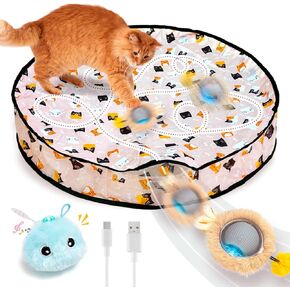 Rechargeable Automatic Cat Toy Ball - Smart Interactive Touch-Activated Motion with 2 Balls & 28" Play Mat for Indoor Cats - Boredom Relief for Kittens & Adult Cats