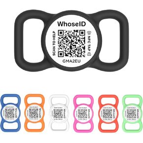 QR Code Dog Tag with NFC, Personalized Pet ID Tag, Silent Dog ID Tag, Modifiable Pet Online Profile, Multiple Emergency Contact, Scan QR Code Send Pet GPS Location Email (Regular, Black&White)