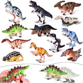 12 PCS Dinosaur Wind Up Toys for Kids, Assorted Clockwork Animal Toys Jumping Walking Toys Bulk for Dino Theme Birthday Halloween Christmas Party Supplies Favors Gifts Stocking Stuffers (#A)