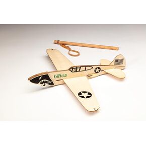 P-40 Warhawk Balsa Wood Historical WW2 Glider with 14 inch Wingspan and Slingshot