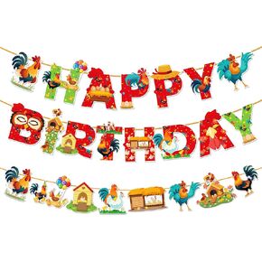 Roosters Banner Roosters Party Supplies Roosters Party Banner Roosters Banner Roosters Pennant Banner for Baby Shower Kids Roosters Theme Decorations