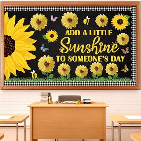 Pasimy 3D Sunflower Bulletin Boards Bee Classroom Decorations Sun Flower Cutouts Honeycomb Butterfly Daisy Paper Decor Honey Bee Bulletin Board Borders for Spring Home Office Wall Decor(Sunflower)