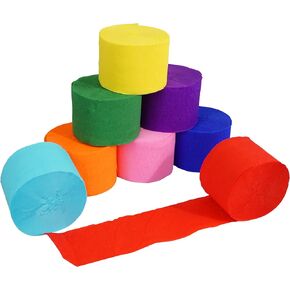 8 Rolls Crepe Paper Streamers, 8 Color Streamers 656 Ft, Rainbow Party Decorations, Streamers for Party Decorations, Birthday Decorations, Baby Shower, Wedding (1.8 in x 82 ft/Roll)