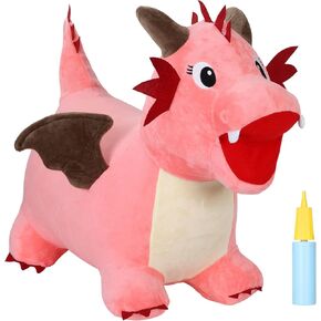 INPANY Bouncy Dinosaur Hopper Toy for Toddlers, Kids Inflatable Plush Bouncing Horse Hopper, Ride on Bounce Animal, Indoor Outdoor Birthday Gift for 2 3 4 Year Old Boy Girl