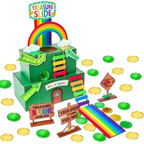 MALLMALL6 St. Patrick's Day Decorations Leprechaun Double Layers Trap Kit, Wood DIY Toys to Catch A Leprechaun Trap Craft Decor for Kids School Classroom Irish Themed Activities Shamrock Party Gifts