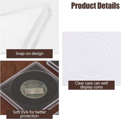 60 حالة عملة حزمة لجامع ، علبة عرض عملة بلاستيكية ، 20/25/35/35/40mm كوين حامل المفاجئة 2 × 2 بوصة ، مجموعة عملة معدنية من الفضة عرض حالات أكريليك لمستلزمات جمع العملة المعدنية in Kuwait