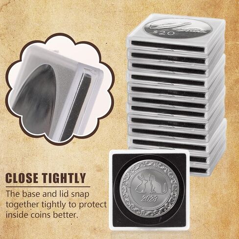 60 حالة عملة حزمة لجامع ، علبة عرض عملة بلاستيكية ، 20/25/35/35/40mm كوين حامل المفاجئة 2 × 2 بوصة ، مجموعة عملة معدنية من الفضة عرض حالات أكريليك لمستلزمات جمع العملة المعدنية in Kuwait