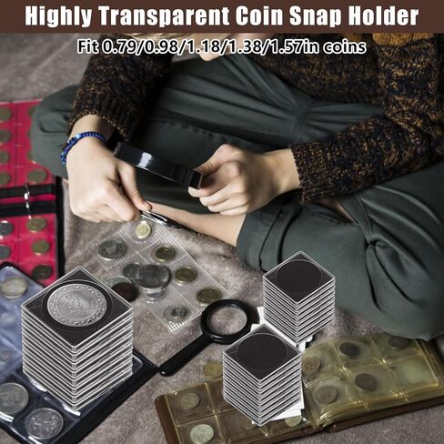 60 حالة عملة حزمة لجامع ، علبة عرض عملة بلاستيكية ، 20/25/35/35/40mm كوين حامل المفاجئة 2 × 2 بوصة ، مجموعة عملة معدنية من الفضة عرض حالات أكريليك لمستلزمات جمع العملة المعدنية in Kuwait