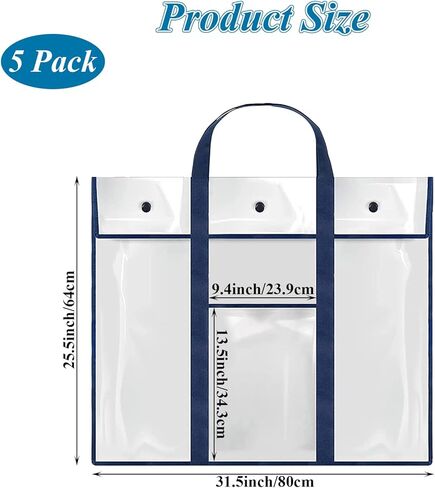 5 حزمة حقيبة تخزين ملصق كبيرة 30.7 × 25.6 بوصة واضحة حامل اللوحة الحاوية الفنية ، حاوية محفظة فنية PVC للأعمال الفنية ، الفصل الدراسي in Kuwait