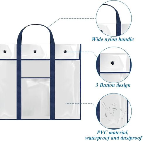 5 حزمة حقيبة تخزين ملصق كبيرة 30.7 × 25.6 بوصة واضحة حامل اللوحة الحاوية الفنية ، حاوية محفظة فنية PVC للأعمال الفنية ، الفصل الدراسي in Kuwait