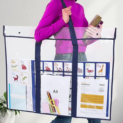 5 حزمة حقيبة تخزين ملصق كبيرة 30.7 × 25.6 بوصة واضحة حامل اللوحة الحاوية الفنية ، حاوية محفظة فنية PVC للأعمال الفنية ، الفصل الدراسي in Kuwait