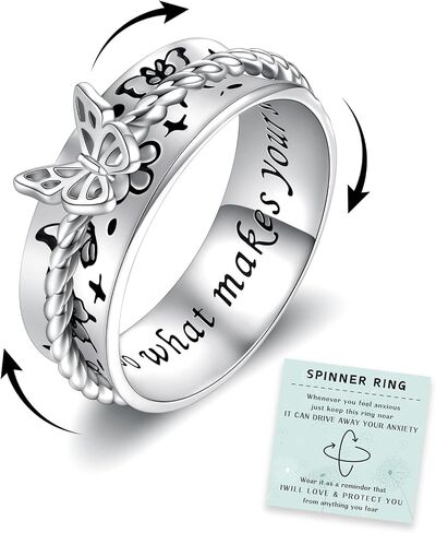 Butterfly Dragonfly Fidget Ring 925 Sterling Silver Anxiety Spinner Rings Relief Stress for Women Daughter Mom in Kuwait